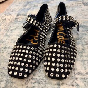 Black and Silver Studded Mary Jane Flats